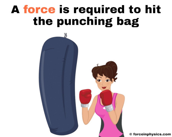 Examples of force in everyday life - A force is required to hit the punching bag.