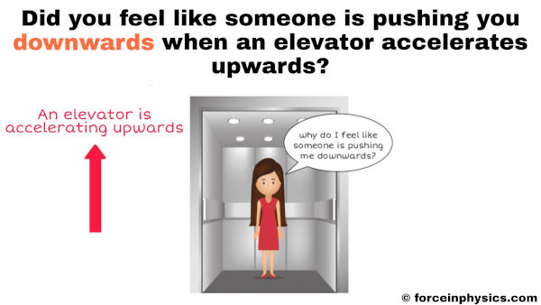 Animated girl in an elevator thinks that what is pseudo force (fictitious force) definition in physics?
