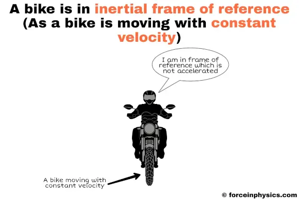 Example of inertial frame of reference of a bike