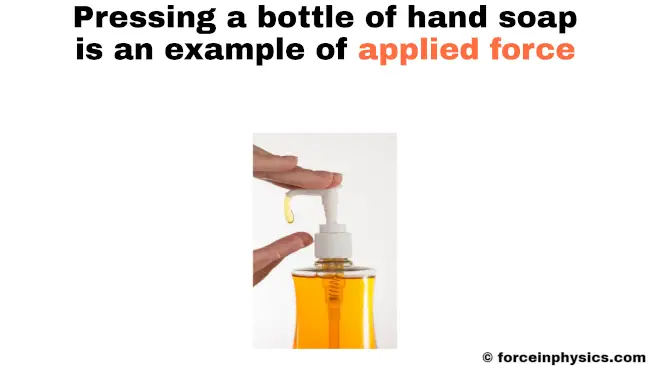 Applied force in physics - Pressing a bottle of hand soap