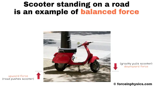 Balanced force example - Scooter standing on road
