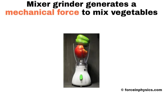 Daily life example of mechanical force - Mixing vegetables into mixer grinder
