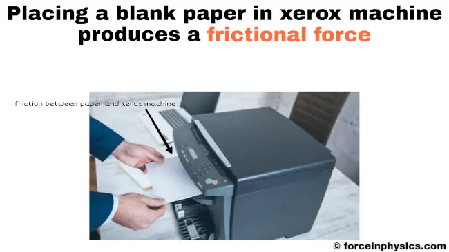 Example of frictional force - Placing a blank paper in xerox machine