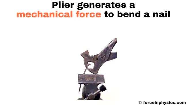Example of mechanical force - Bending a nail with plier