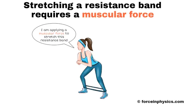 Example of muscular force in physics - Stretching a resistance band