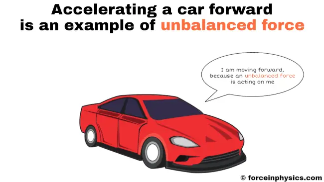 Example of unbalanced force in daily life - Accelerating a car forward