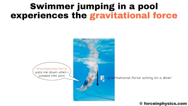 Gravitational force in physics - Swimmer jumping in a pool