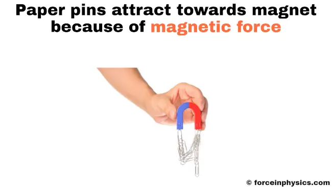 Magnetic force meaning - Paper pins attract towards magnet