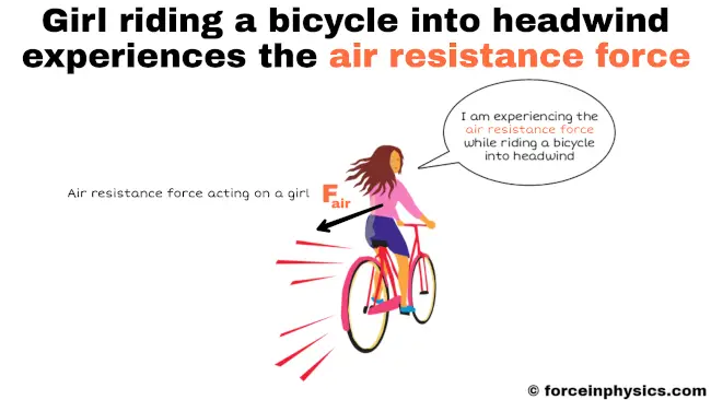 Meaning of air resistance force - Girl riding a bicycle into headwind