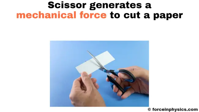 Mechanical force example in daily life - Cutting a paper with scissor