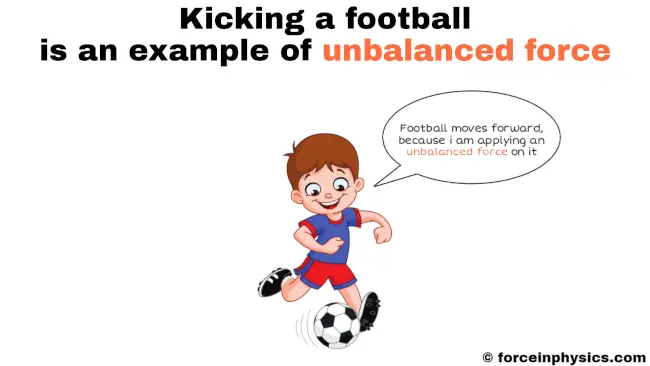 Unbalanced force example in daily life - Kicking a football